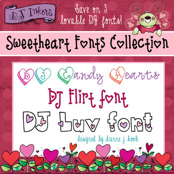 Preview of Sweetheart Fonts Collection - 3 Font Bundle for Hearts, Love & Valentines