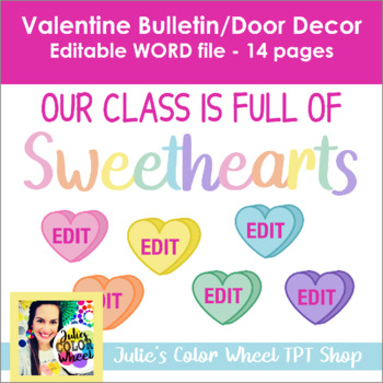 Preview of Sweetheart Valentine Bulletin Board or Door Decor with Editable Names