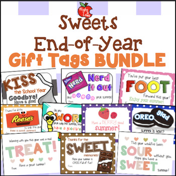Preview of Sweets End of Year Gift Tags BUNDLE-Nerds, Oreo, Kisses, Fruit Snacks & More
