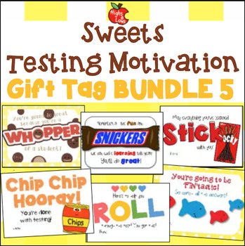 Preview of Sweets Testing Motivation Tags BUNDLE- Pocky, Chips, Fruit Roll-Ups & More!