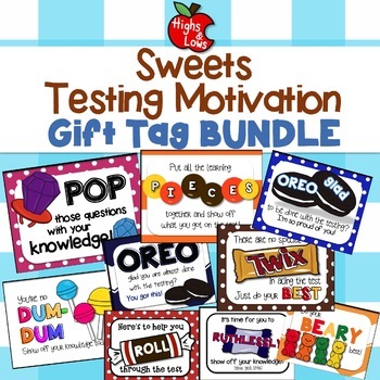 Preview of Sweets Testing Motivation Tags BUNDLE-Twix, DumDum, Oreo, Gummy Bear & more