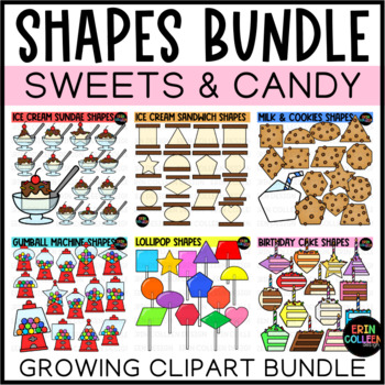Preview of Sweets and Candy Shapes Clipart GROWING BUNDLE - Food