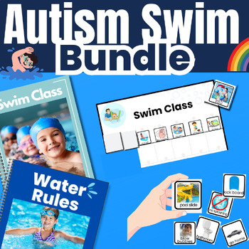 Preview of Swim Bundle Swimming and Water Safety Social Skill Stories Pool Visual Schedule