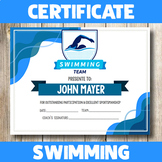 Swimming Certificate - Instant Download - Editable Certificate