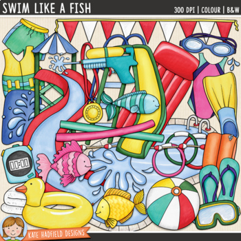 Preview of Swimming Clip Art: Swim Like a Fish (Kate Hadfield Designs)