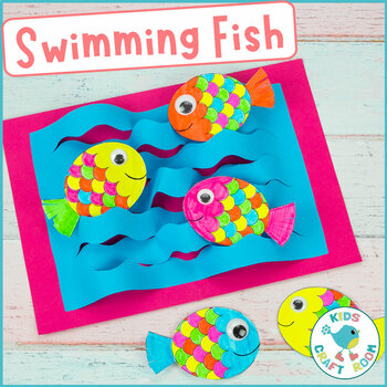 Preview of Swimming Fish Craft - Cut and Glue Activity - Summer Craft - Beach Craft