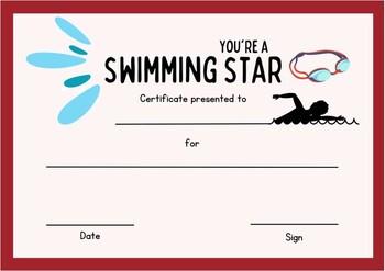Preview of Swimming Gala - Superstar Certificate
