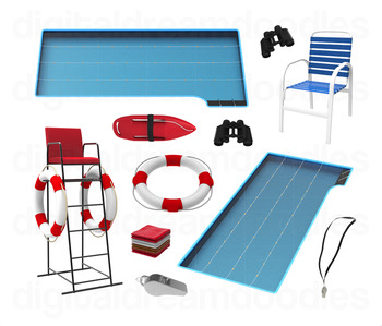 Swimming Pool Clip Art Lifeguard Digital Graphics By