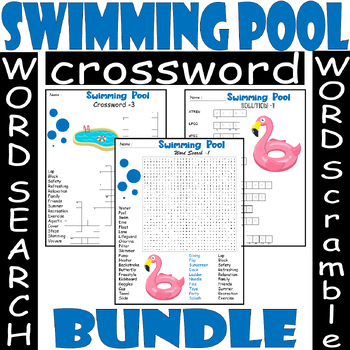 Swimming Pool WORD SEARCH/SCRAMBLE/CROSSWORD BUNDLE PUZZLES by Store Press