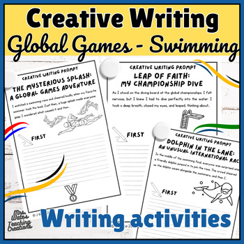 Preview of Swimming Sports Creative Writing Worksheet Activity Pack