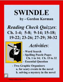 Preview of SWINDLE by Gordon Korman - Novel Quizzes and Activities