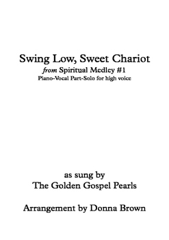 Preview of Swing Low, Sweet Chariot from Spiritual Medley # 1-SATB-high voice Solo-Piano