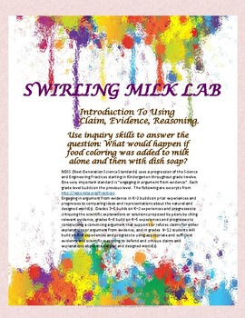 Preview of Swirling Milk Lab using Claim, Evidence, Reasoning