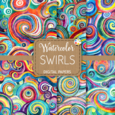 Swirls Set 2 - Groovy Retro Watercolor Digital Pattern Cli