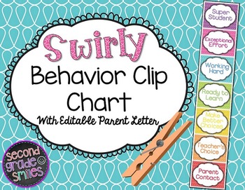 Behavior Clip Chart with Editable Parent Letter by Second Grade Smiles