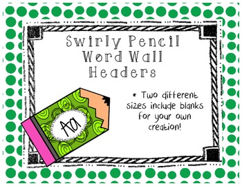 Preview of Swirly Pencil Word Wall Headers