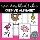 Cursive Alphabet Posters with Drawings | Swiss Cross Style