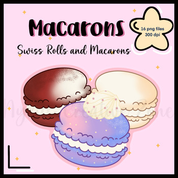 Preview of Swiss Rolls and Macarons clipart commercial use, graphics, designs.