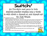 Switch!  A Long A Phonics Card Game
