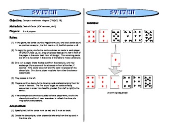 Preview of Switch: Compare and Order Integers Game