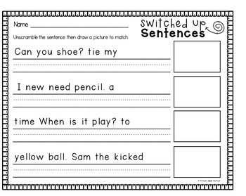 Sight Word Sentence Building | Sentence Scrambles by Primary Made Perfect