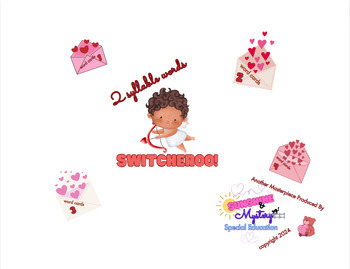 Preview of Switcheroo! Valentine's Day Game: 2 syllable words closed, vce, cle, r-contr