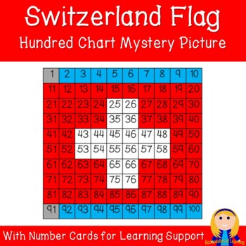 Preview of Switzerland Flag Hundred Chart Mystery Picture with Number Cards