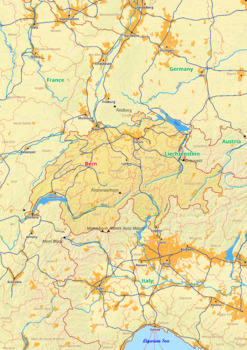 Preview of Switzerland map with cities township counties rivers roads labeled