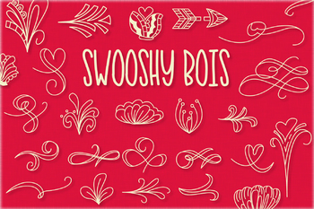 Preview of Swooshy Boys - Swirly Fancy Dingbat Font
