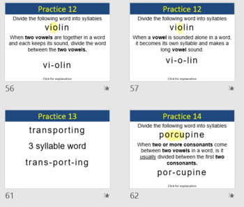 Syllabication Dividing Words Into Syllables Practice 3/4 Syllable Words
