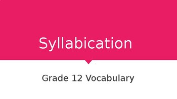 Preview of Syllabication Flashcards Grade 12