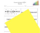 Syllabication: Three Syllable VCCV Blends Worksheet