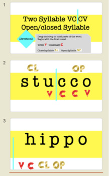 Preview of Syllabication: Two Syllable VCCV Open/Closed Interactive Slides