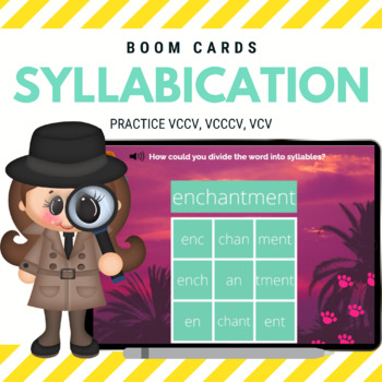 Preview of Syllabication - VCCV, VCCCV, VCV Practice - BOOM CARDS - Distance Learning