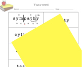 Syllabication: Y as a Vowel Worksheet