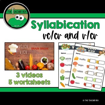 Preview of Syllabication (vc/cv and v/cv words) - worksheets and interactive videos