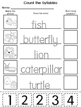 syllable activities especially for k 2 by a plus academics tpt