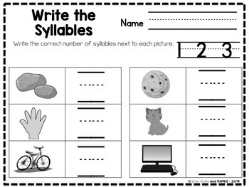 keeping it simple in kindergarten worksheets syllables