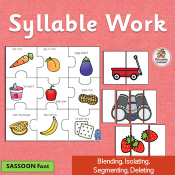 Preview of Syllable Activities to Blend and Segment Syllables align with SOR - SASSOON Font