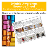 Syllable Awareness - Resource Sheet for the Classroom or Families