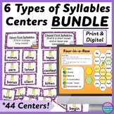 The Six Types of Syllables Bundle Centers Worksheets Activities