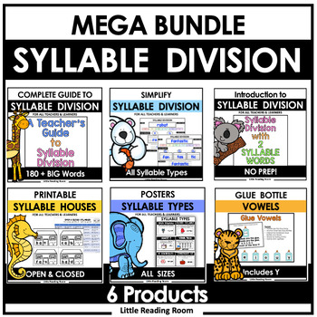 Preview of Syllable Bundle: Syllable Posters, Word Lists - NO PREP, Syllable Dividers | SOR