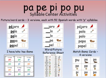 syllable centers pa pe pi po pu spanish silabas by dual language kinder