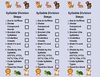 Preview of Syllable Division Book Mark
