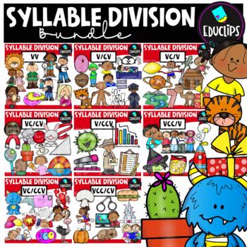Preview of Syllable Division Clip Art Bundle {Educlips Clipart}