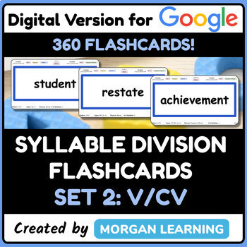 Preview of Syllable Division Flashcards 2 V/CV (by phonics, type, & pattern)