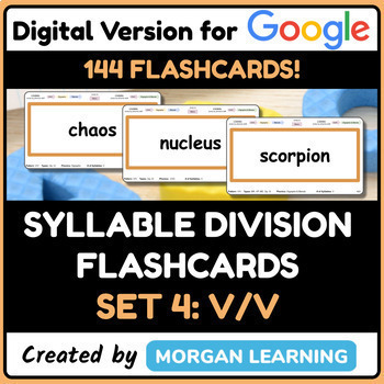 Preview of Syllable Division Flashcards 4 V/V (by phonics, type, & pattern)