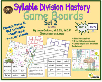 Preview of Syllable Division Mastery Game Boards Set 2 ~ Google Slides version