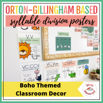 Preview of Syllable Division Posters | Science of Reading | Boho Classroom Decor