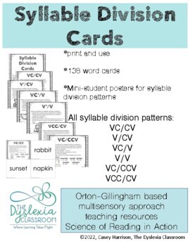 Preview of Syllable Division Practice I Orton-Gillingham I Science of Reading